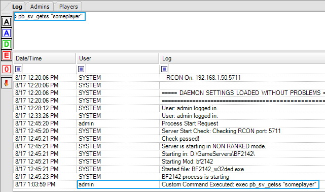 BF2CC Log Window