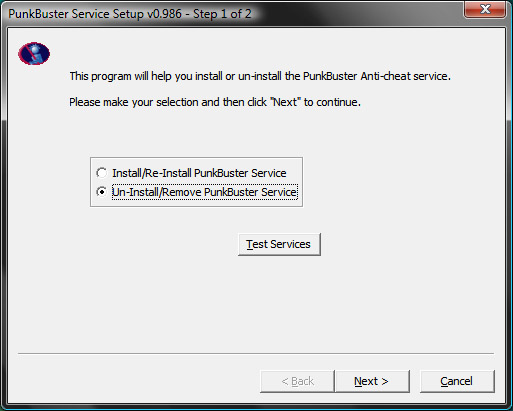 PBSS Uninstall Screen